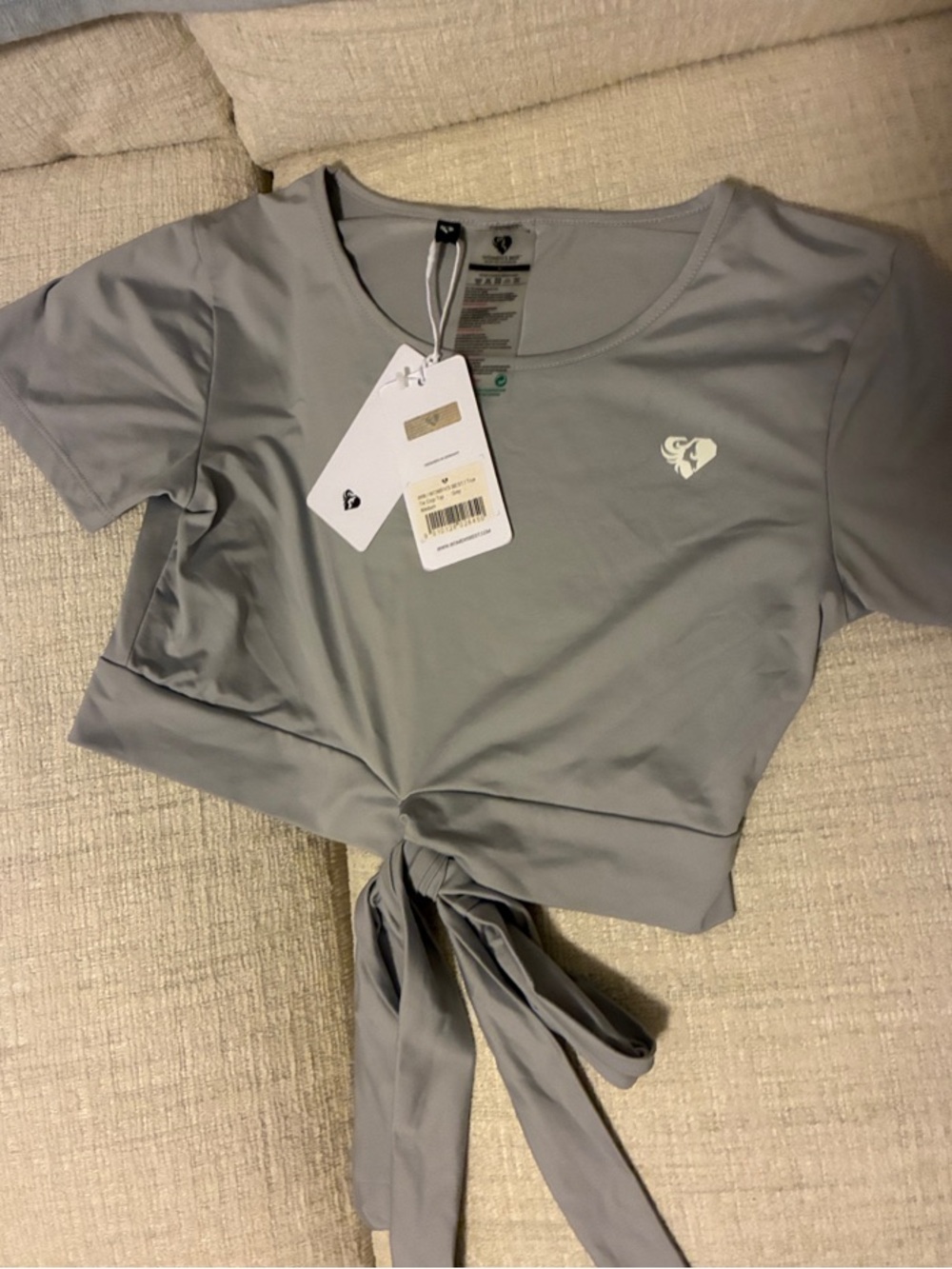 Women’s Crop Tie-Front Top - Gray